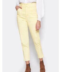 JOIE Mirenda Crop High-Rise Trouser Pants Banana 10 MSRP $228 NWT